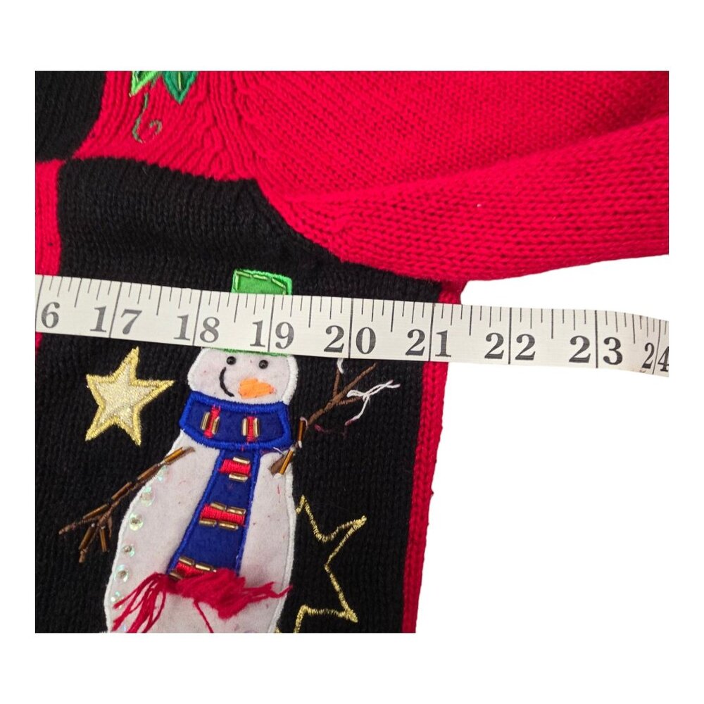 Tiara International Christmas Cardigan Sweater Red Medium Embroidered Full Zip - Picture 10 of 16